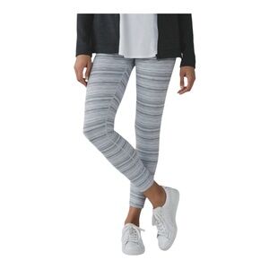 Lululemon High Times Cyber Stripe White Silver Fox Leggings EUC Size 4